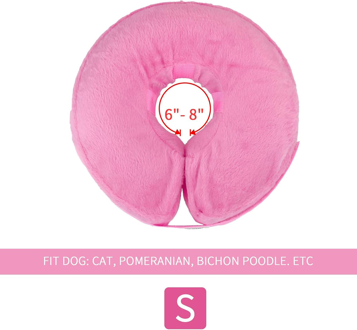 MCHY soft donut recovery collar for small dogs showing the adjustable strap closure.