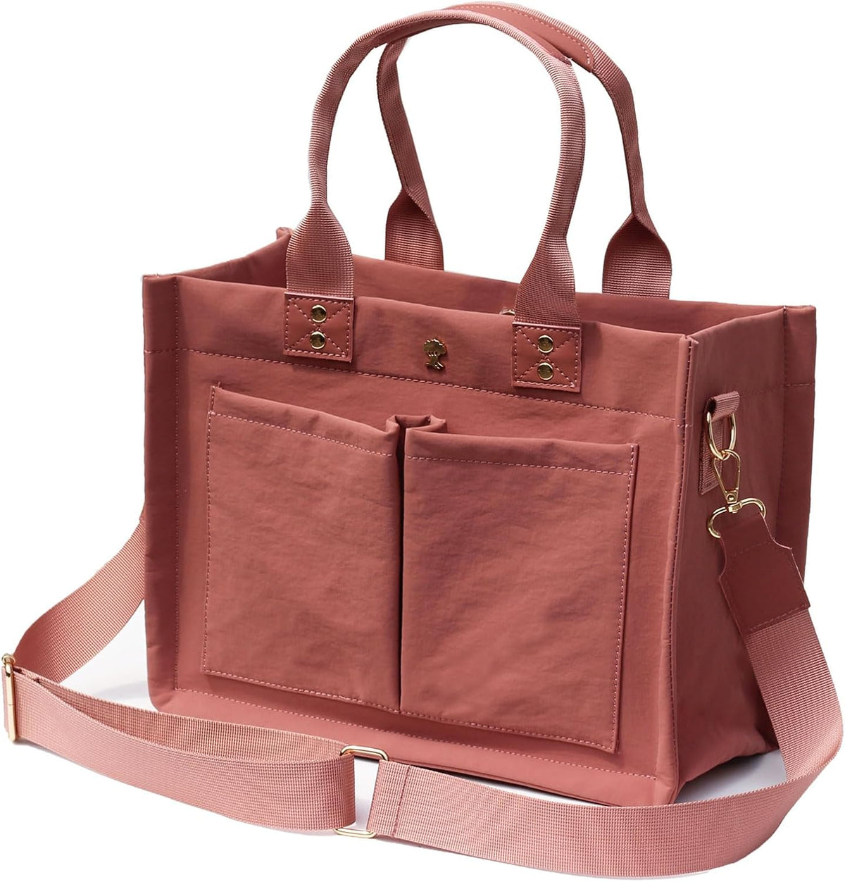 ESVAN pink canvas tote bag front view with dual handles