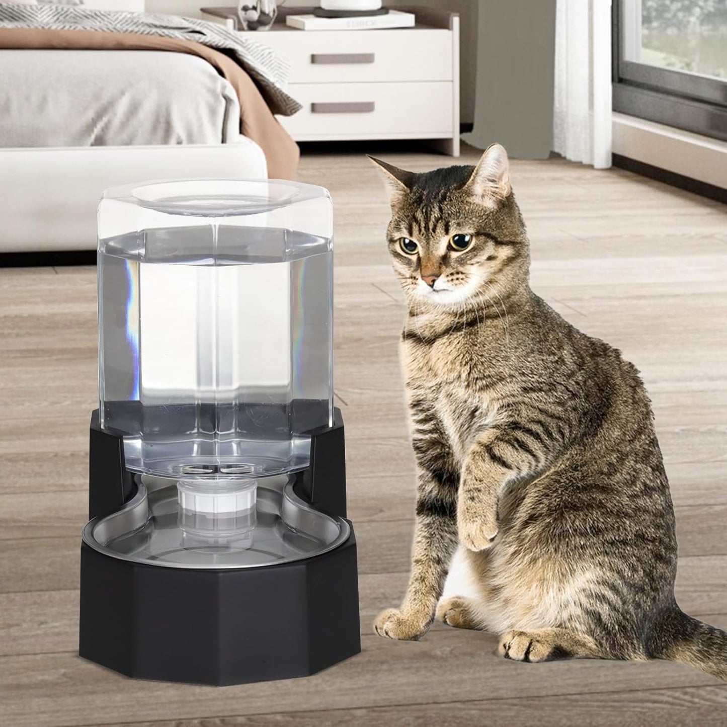 Sfozstra easy clean gravity pet water dispenser being rinsed under running kitchen tap water.