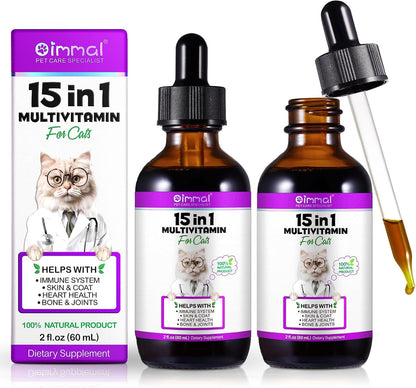 Full packaging assembly of the NIFEISHI 2 fluid ounce cat multivitamin drops.