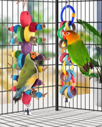 Bird safe cardboard rings and beads toy detail
