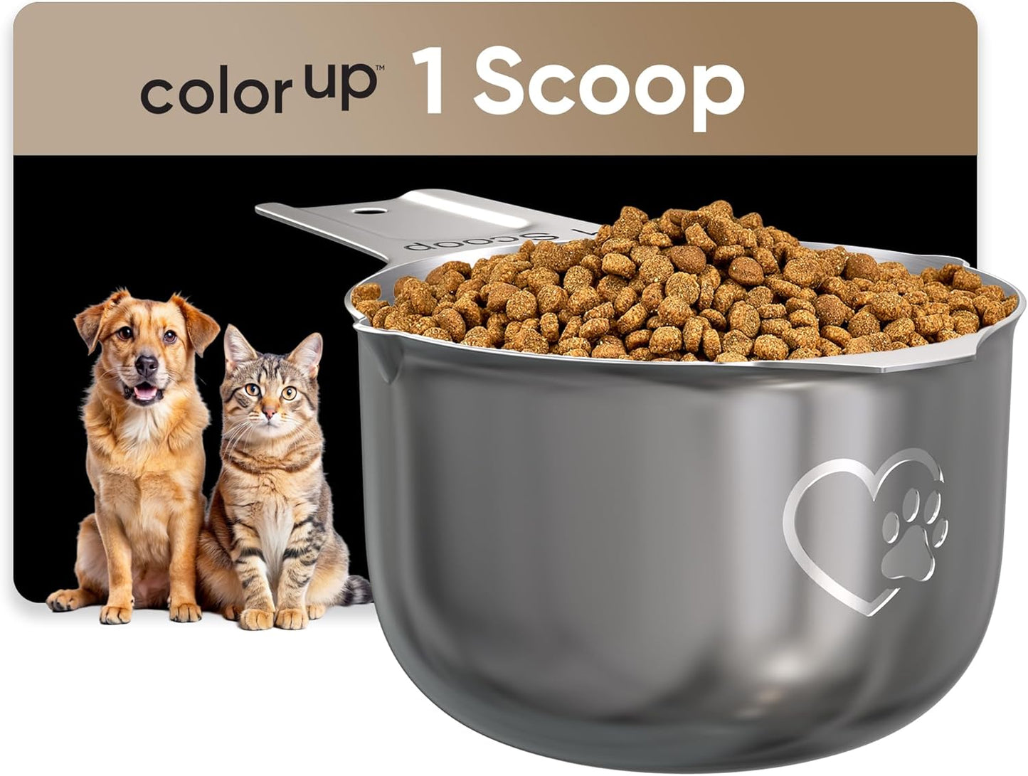 Color Up 1/4 Cup Pet Food Scoop - Stainless Steel Dog Food Scoop Cup (4 Tbsp) - Durable, Rust-Resistant Measuring Scoop for Dogs, Cats, Birds & Rabbits - Ideal for Dry Food & Treats - Image 12