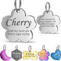 Anavia Personalized Pet ID Tags showing the front view of the cherry blossom stainless steel dog tag.