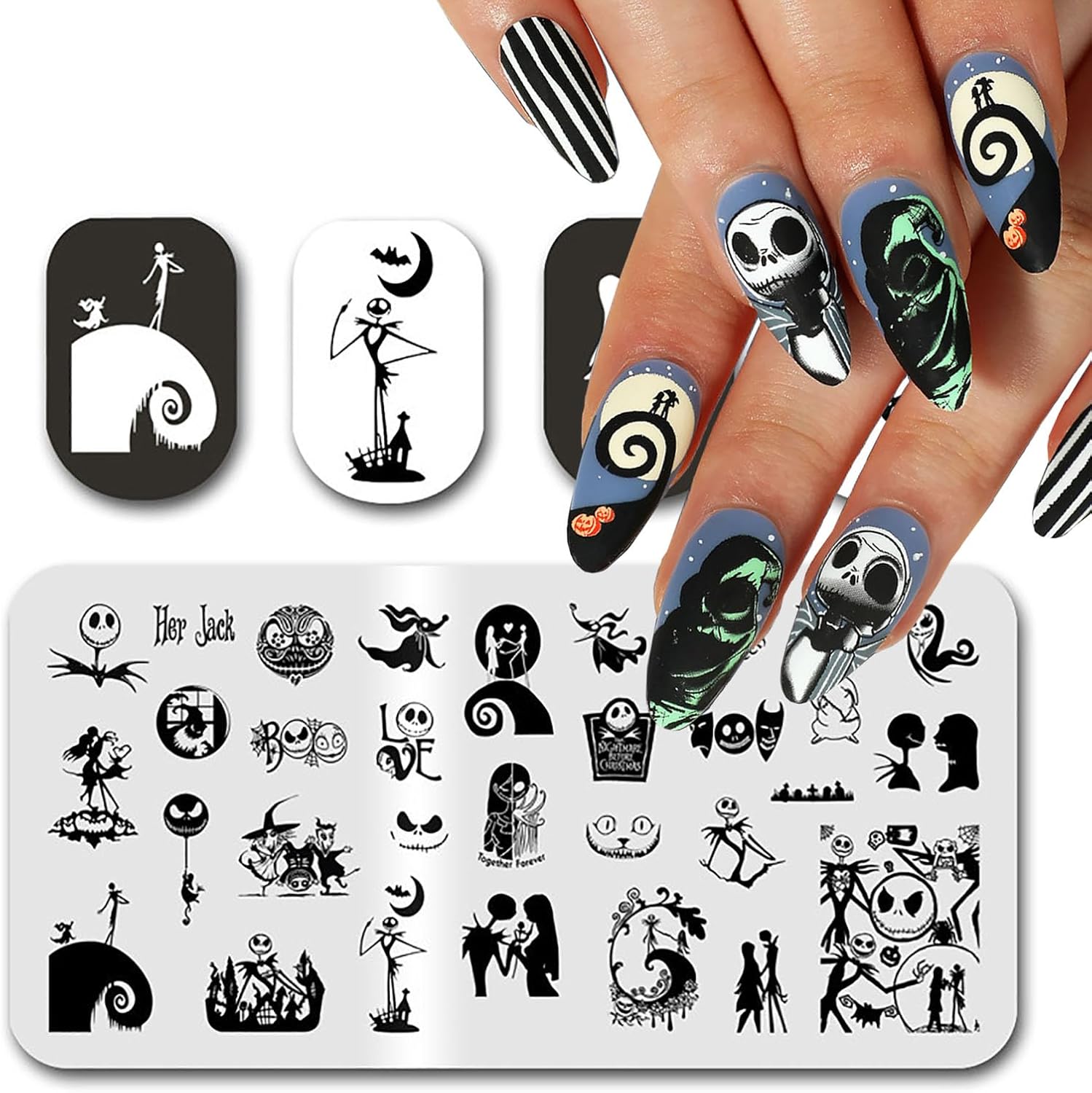 MABKJLF Halloween nail stamping plate featuring spooky designs.