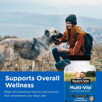 Close up of Nutri-Vet multivitamin label for dogs