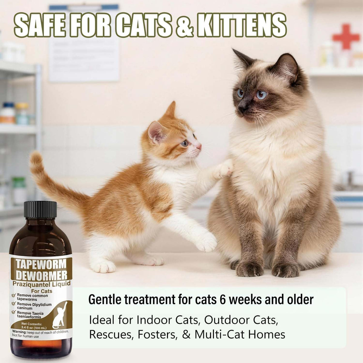 Authentic USA imported feline health supplement on a plain background