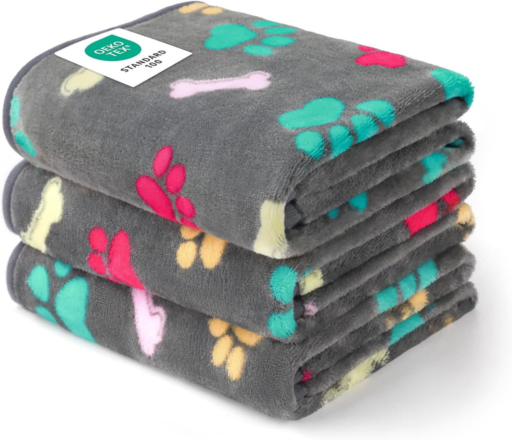 Luciphia 1 Pack 3 Blankets Fluffy Premium Fleece Pet Blanket Flannel Paw Printed Throw for Dog Cat(Small 23x16'', Grey/Brown/Blue) - Image 9