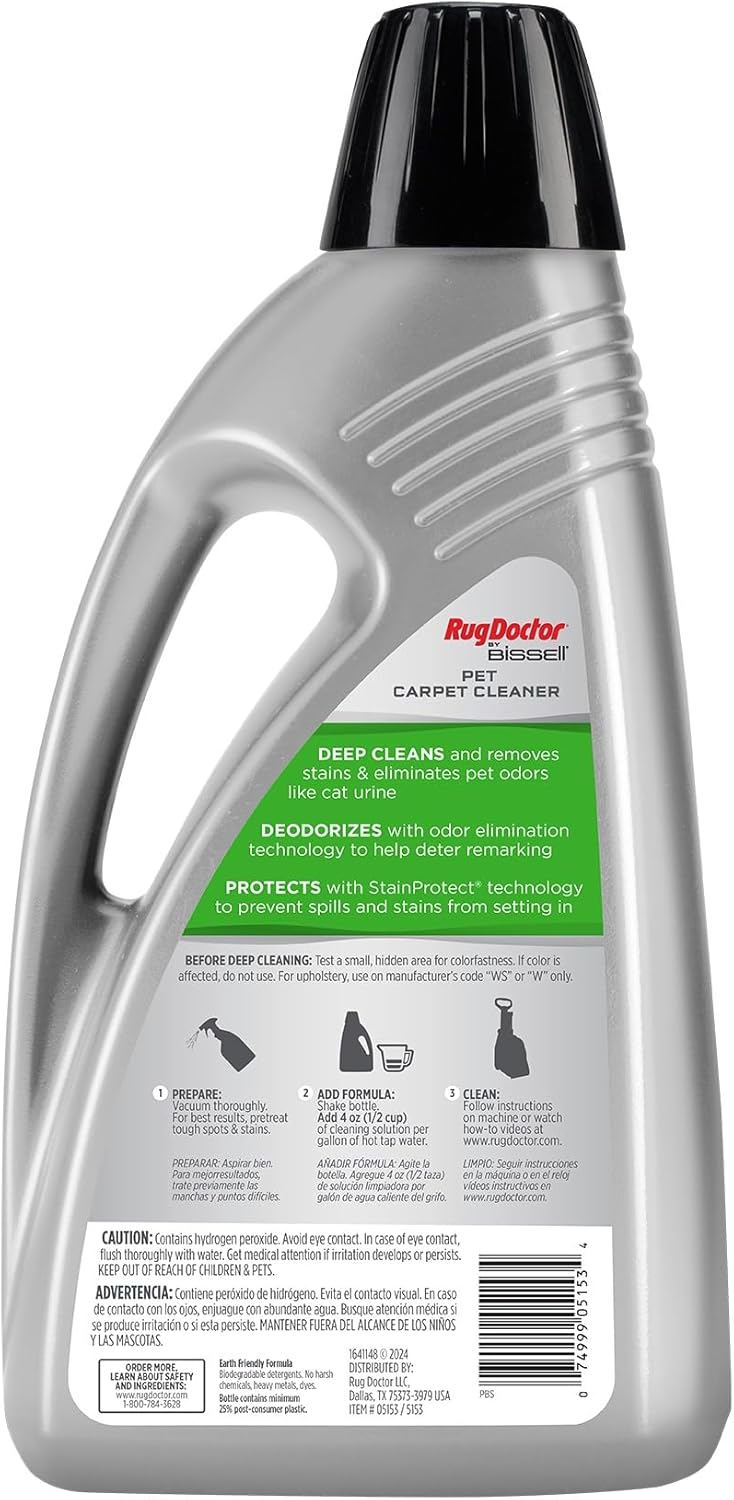 Rug Doctor triple action pro-enzymatic carpet shampoo bottle close up