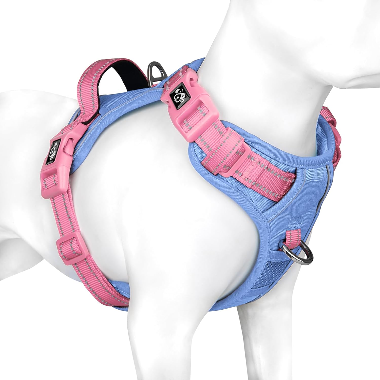 PHOEPET 2019 Upgraded No Pull Dog Harness, Reflective Adjustable Vest, with a Training Handle + 2 Metal Leash Hooks+ 3 Snap Buckles +4 Slide Buckles(L, Pink) - Image 14