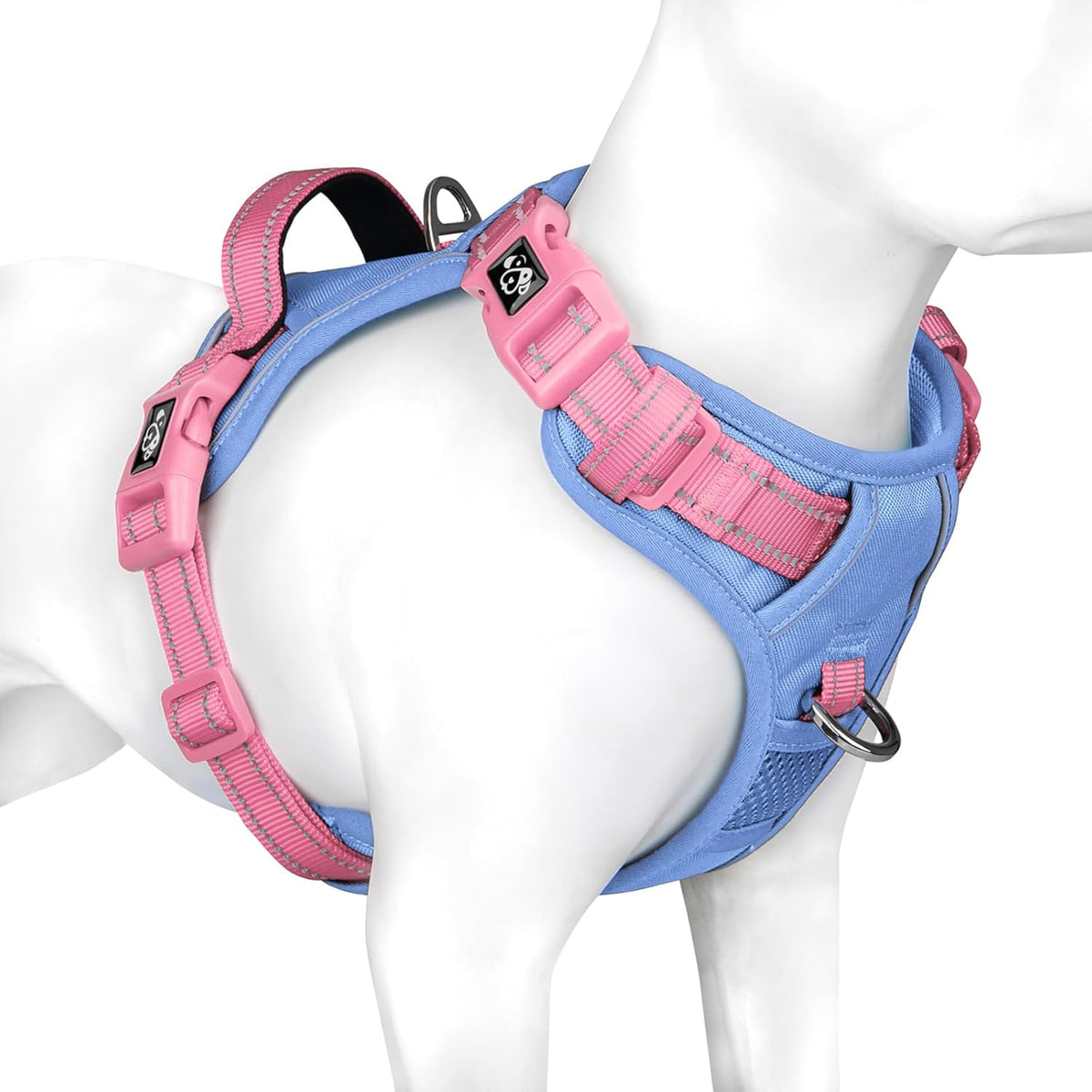 PHOEPET 2019 Upgraded No Pull Dog Harness, Reflective Adjustable Vest, with a Training Handle + 2 Metal Leash Hooks+ 3 Snap Buckles +4 Slide Buckles(L, Pink) - Image 14
