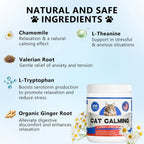Coleaze cat anxiety relief supplement container showing the active ingredients panel