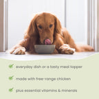 Top view of Bark and Whiskers dehydrated pet food packaging