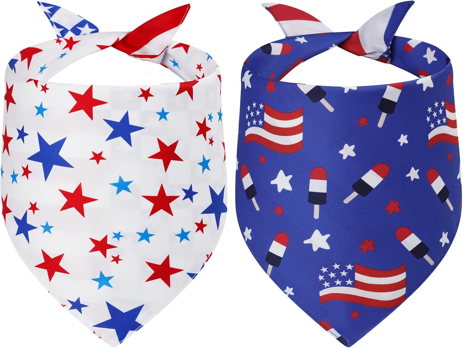 Gofshy 4th of July dog bandanas XLarge set front view