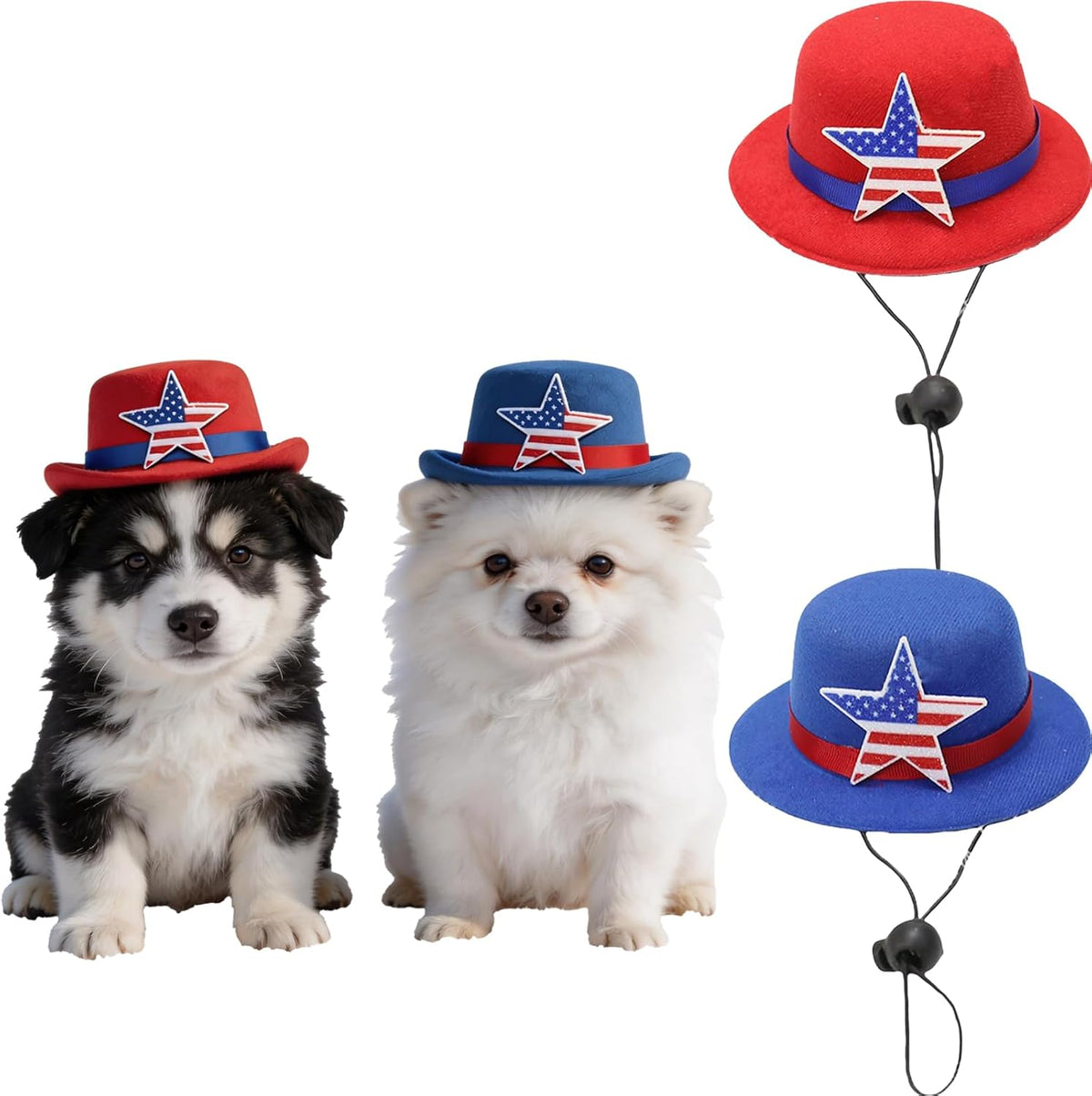 Lyrrzn patriotic American flag star pet top hats front view