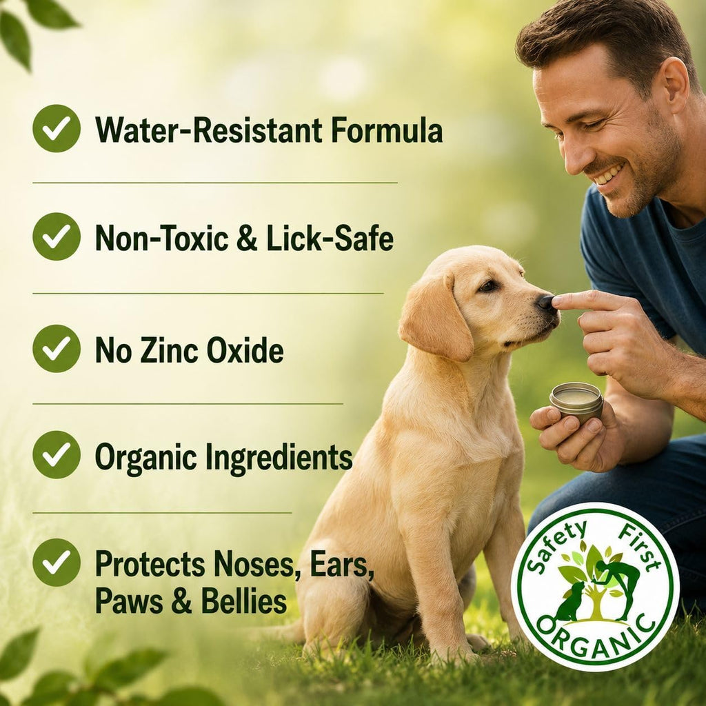 Sit. Stay. Forever. organic pet sunscreen cream open container texture