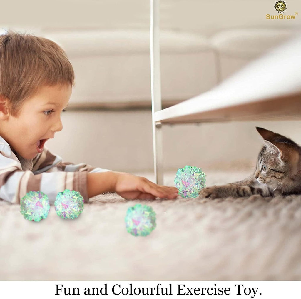 SunGrow imported mylar cat balls being swatted by a kitten.