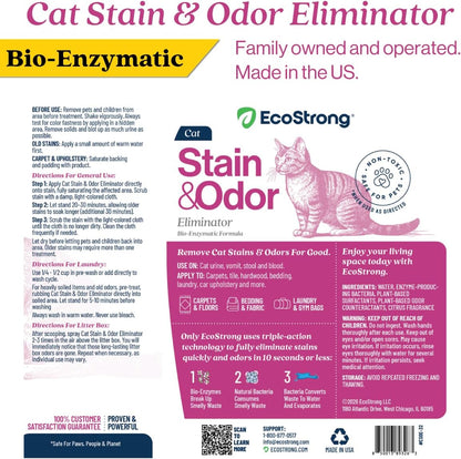 Eco Strong Cat Stain And Odor Remover | Enzyme Urine Odor Neutralizer - Stain Remover for Carpet, Litter Boxes, Bedding, and Laundry [Citrus Scent, 32 oz. Spray] - Image 9