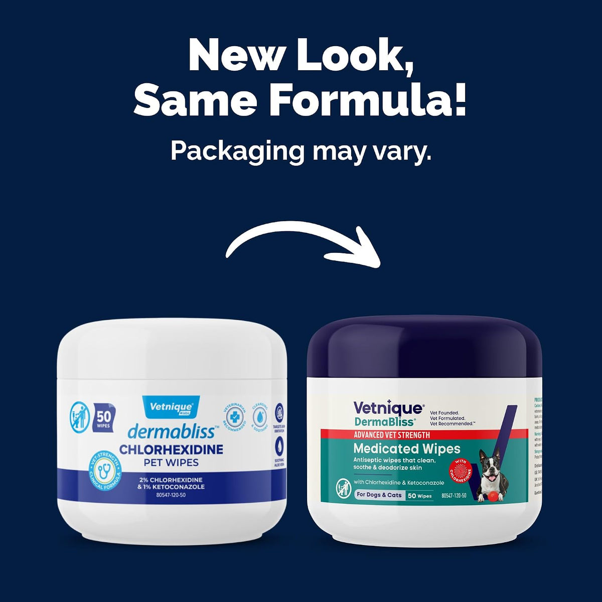 Dermabliss medicated pet wipes for cleaning itchy paws and skin folds.