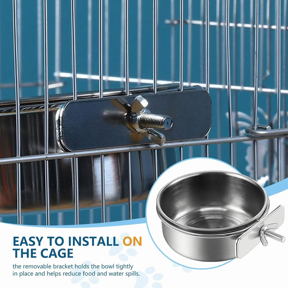 Rustproof metal bird feeding dish for parrots and small rodents