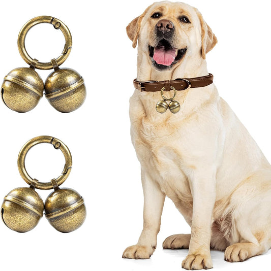 Geehouz loud dog collar bells front view showing high quality copper construction for pet tracking.