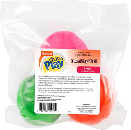 Hartz DuraPlay Ball Squeaky Latex Dog Toy, Neon Green, Neon Pink & Neon Orange, Large 3 Count Pack - Image 9
