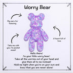 Aesnefe pocket bear hug front view showing purple sparkling resin finish with support card.