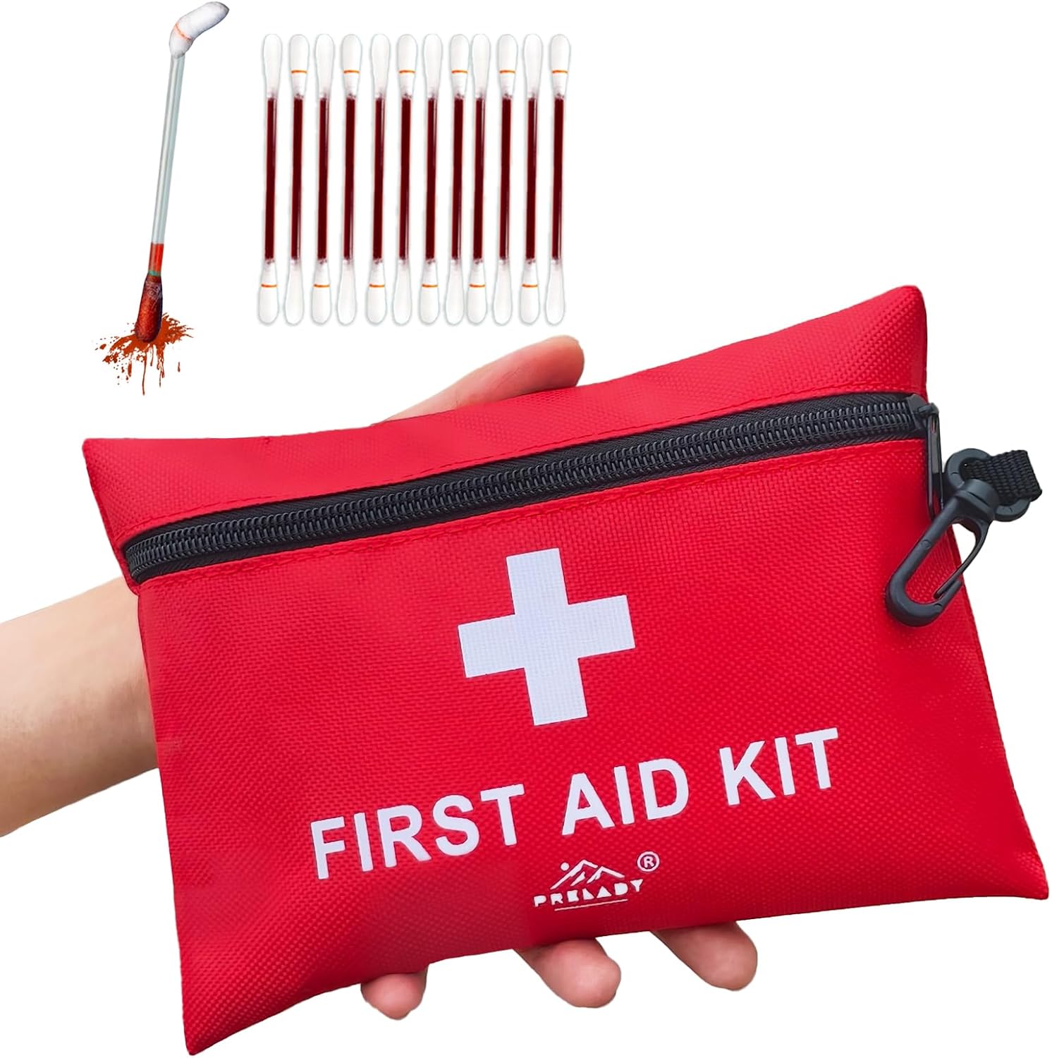 Prelady 152 Piece Small First Aid Kit front view red emergency pouch
