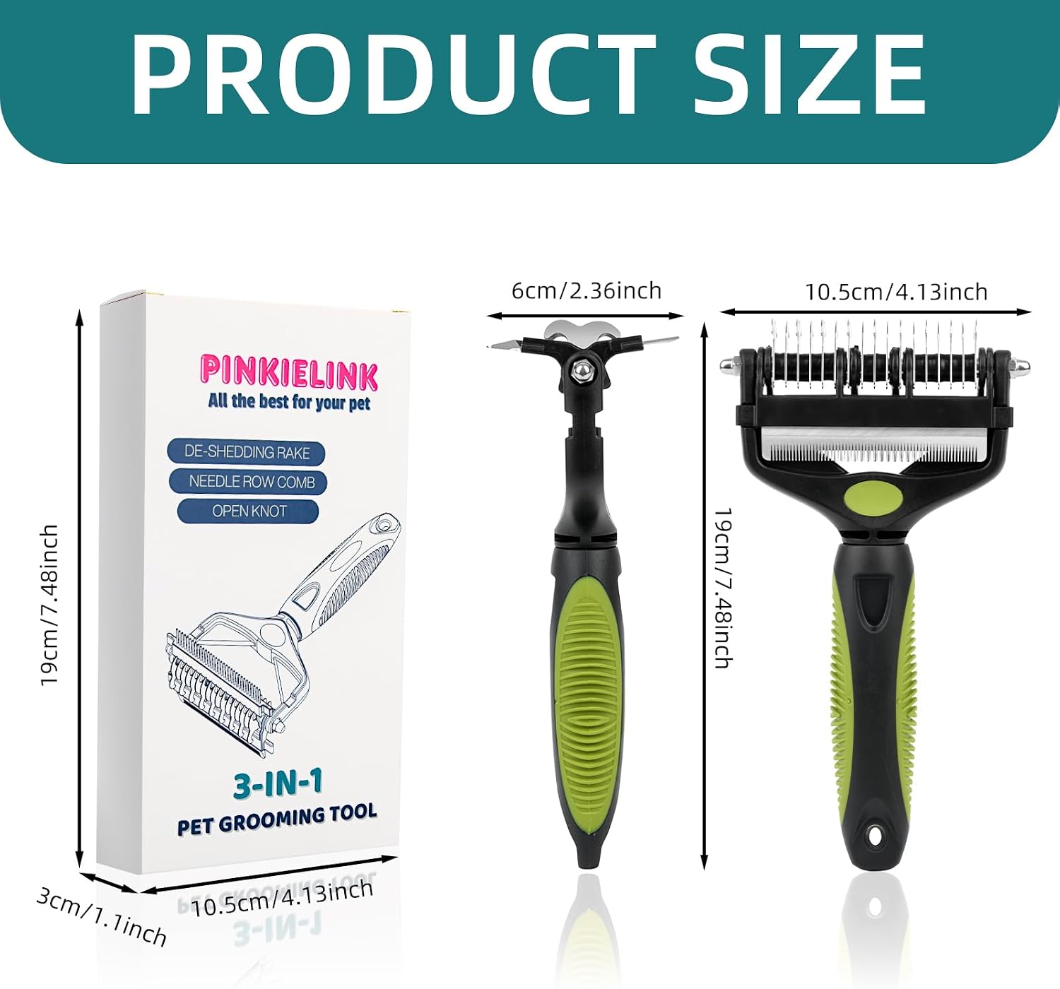 Professional pet grooming tool packaging and tool details