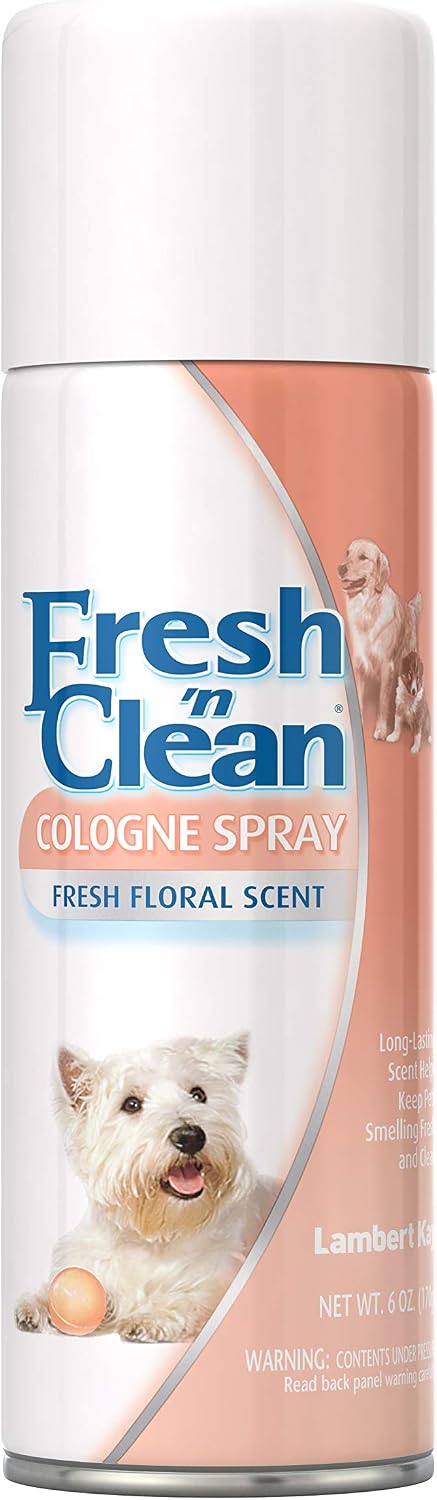 Fresh and clean dog scent spray packaging details and directions