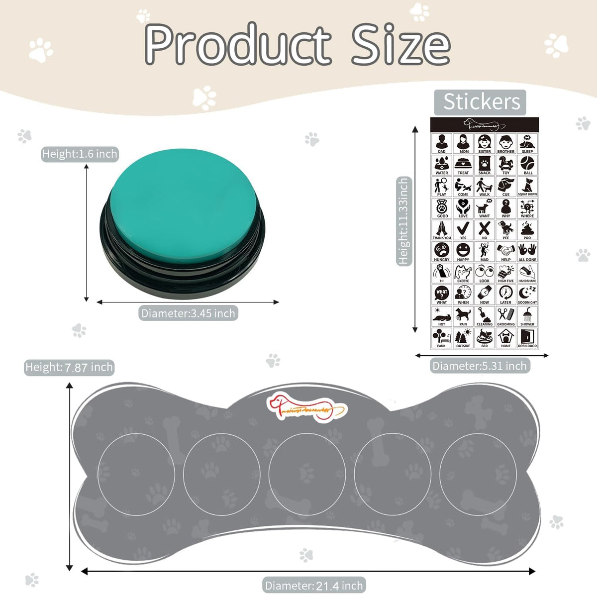 Close up of the customizable voice recording buttons with colorful tops and accident prevention switches.