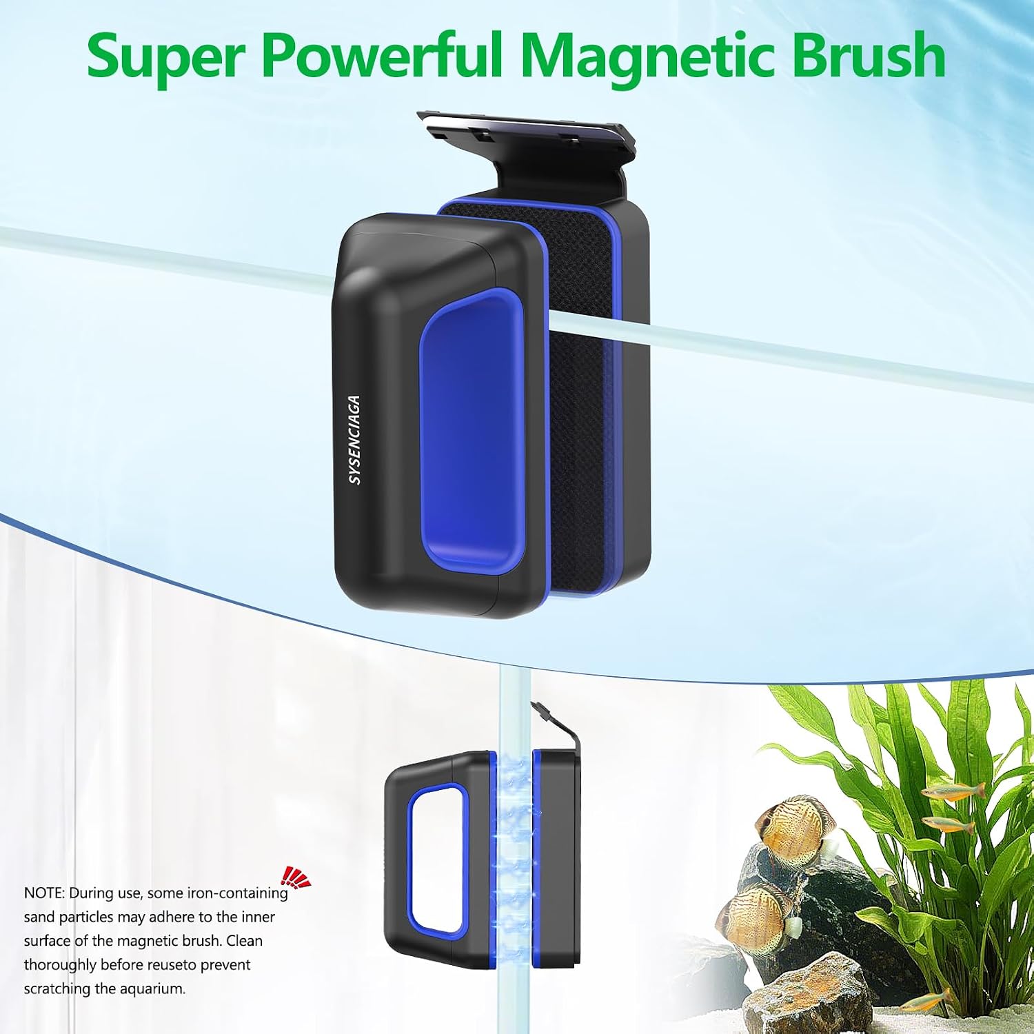 SYSENCIAGA double sided fish tank magnetic scraper floating on the water surface after detachment