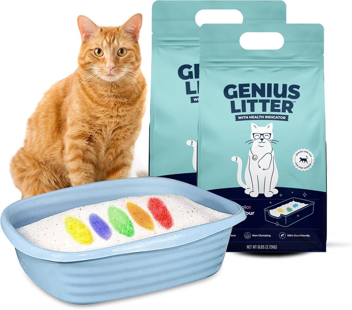 Genius Litter Health Monitoring Cat Litter, Featured on Shark Tank, Lightweight Crystal Silica Gel, Non Clumping, Dust Free, Low Tracking, Odor Control for Indoor Cats and Kittens, 6 lb Bag - Image 10