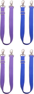 Loaged horse sheet elastic leg bands demonstrating stretch and adjustment range