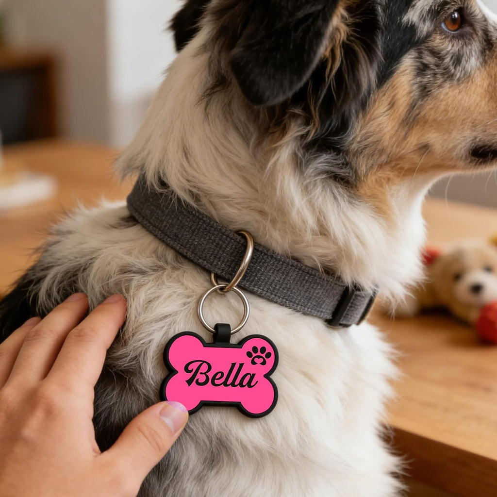 EDSG soundless pink silicone dog tag with dual sided text