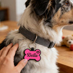 EDSG soundless pink silicone dog tag with dual sided text
