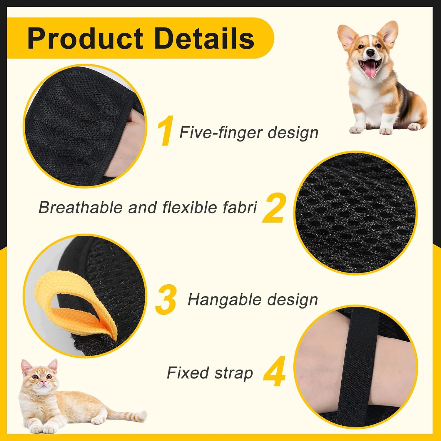 Pair of pet hair removal gloves for laundry