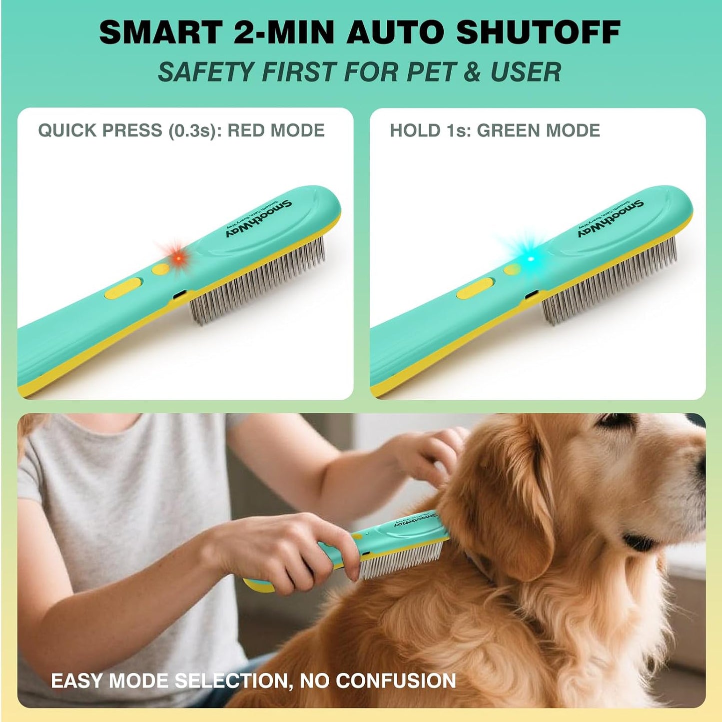 Smoothway flea and tick comb with USB-C charging port visible