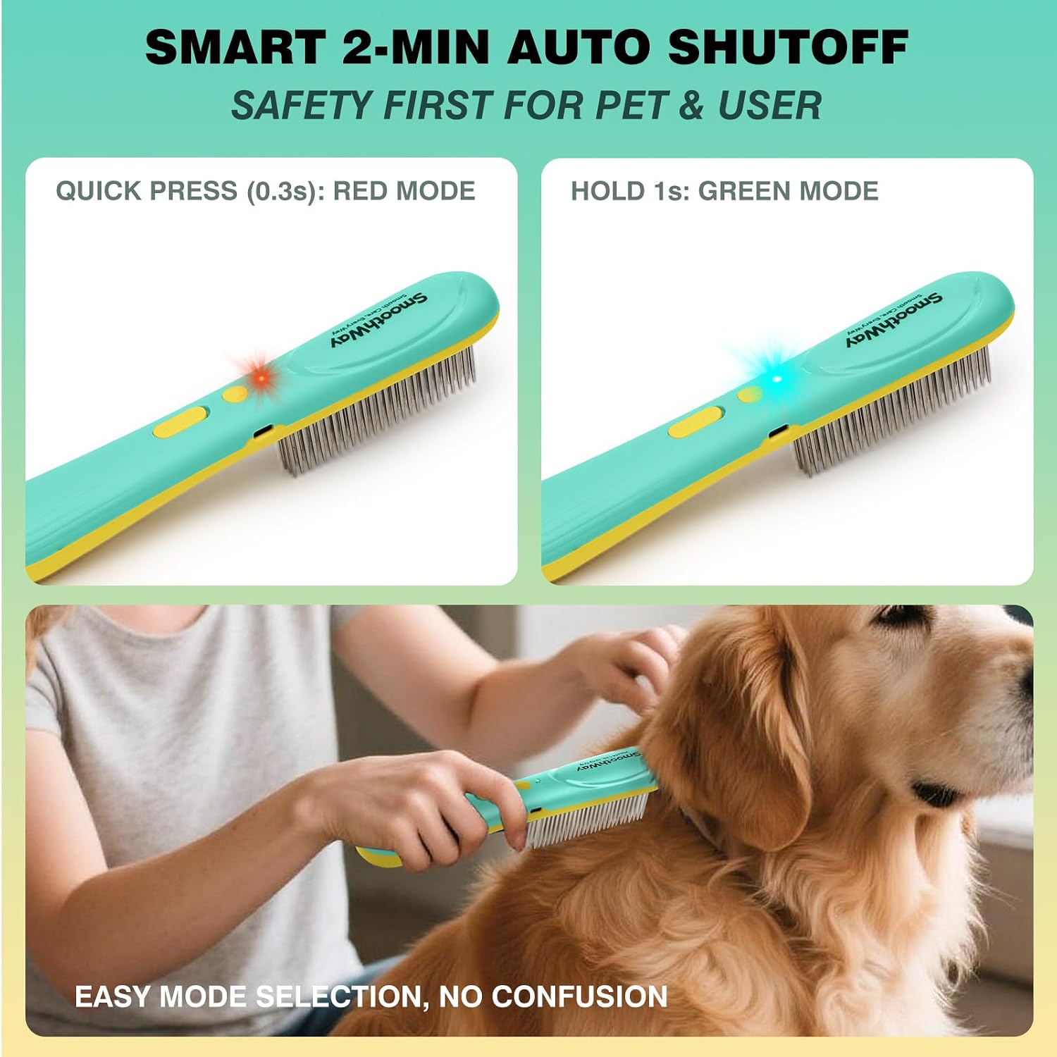 Smoothway flea and tick comb with USB-C charging port visible