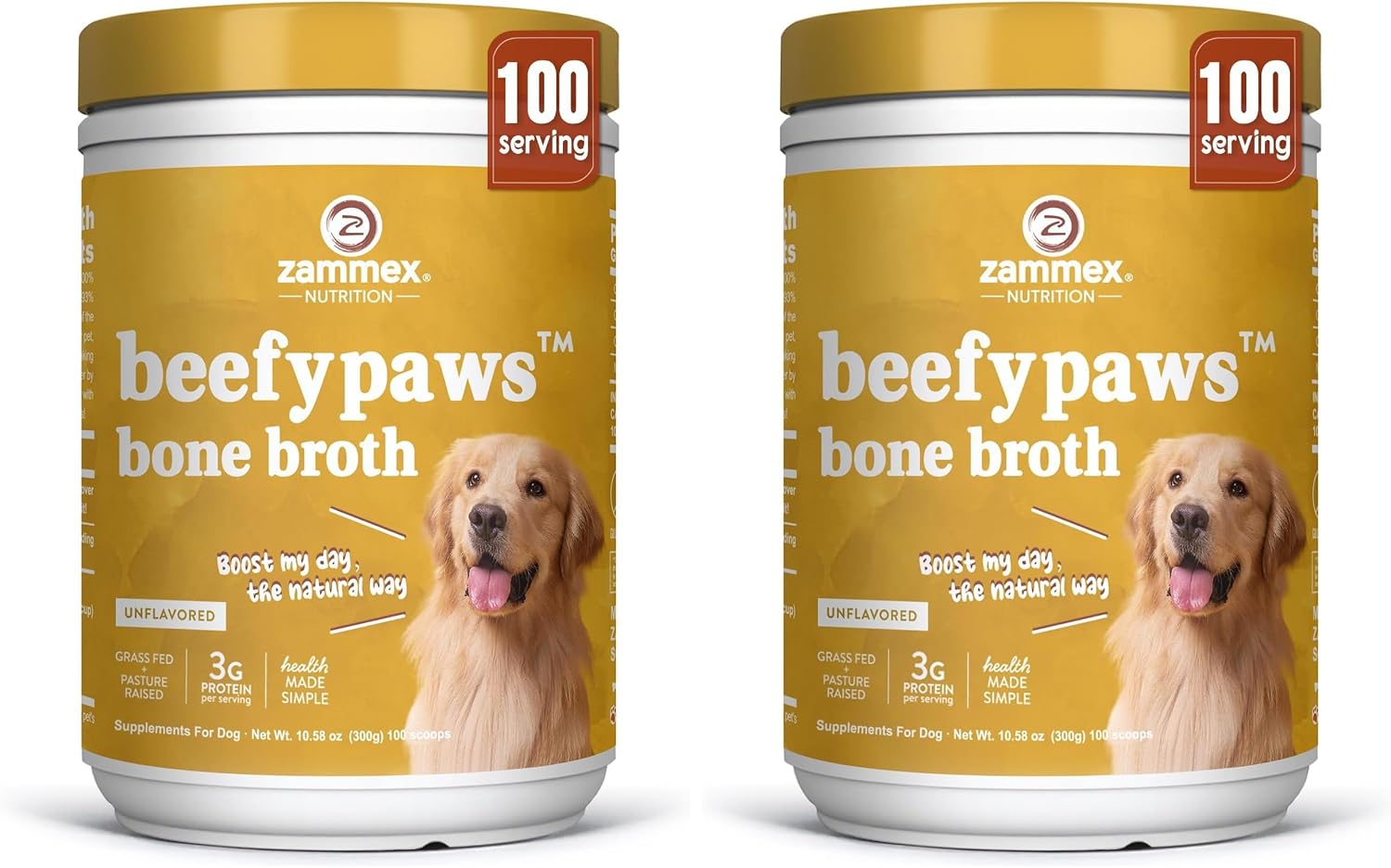 Zammex Grass-Fed Beef Bone Broth Protein Powder for Dogs & Cats - Joint & Bone Support, Gut Health & Immune Support, Healthy Fur Enhancer, Pet Food Topper for Dry & Wet Food, 10.58oz - Image 9