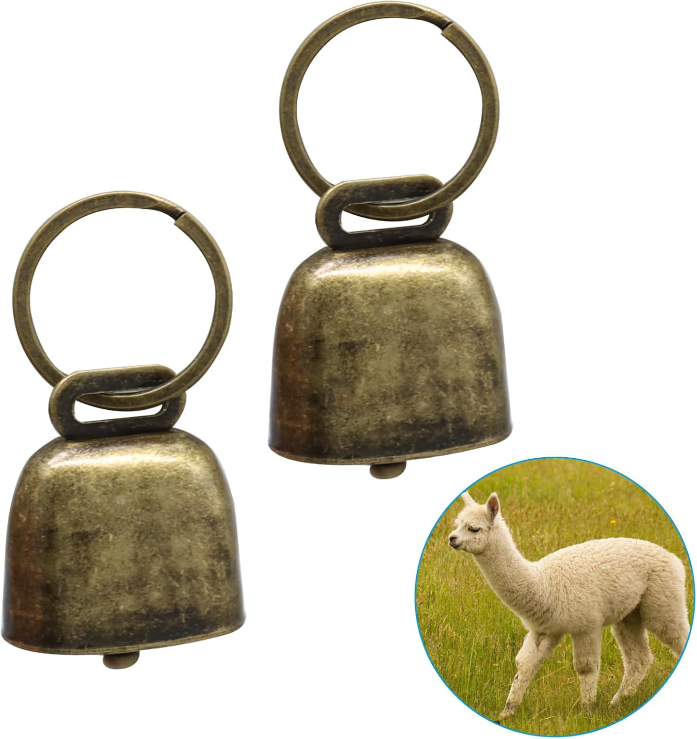 Eqwqsixd Waziaqoc 2-pack copper bell front view for pet collars.