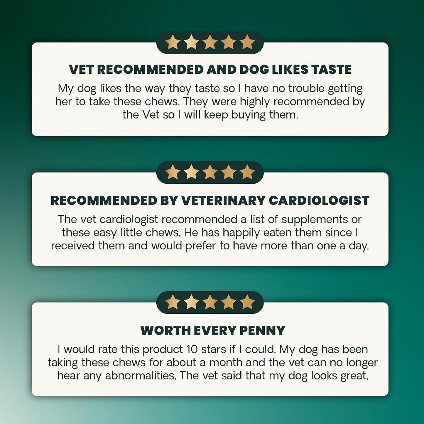 Dog eating VetriScience heart support chew as a treat