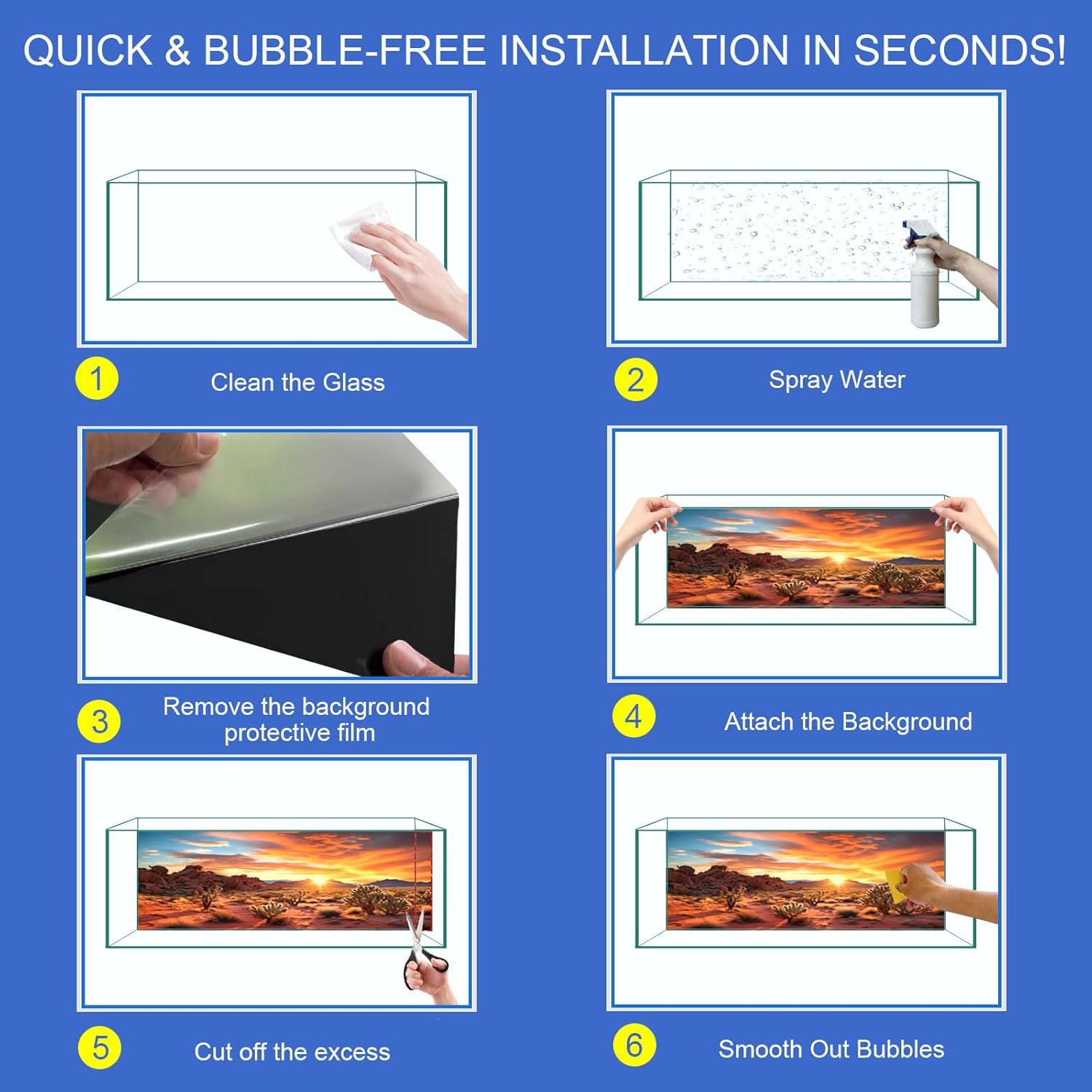 CICK SEED desert sunset landscape backdrop for 10 to 100 gallon tanks.