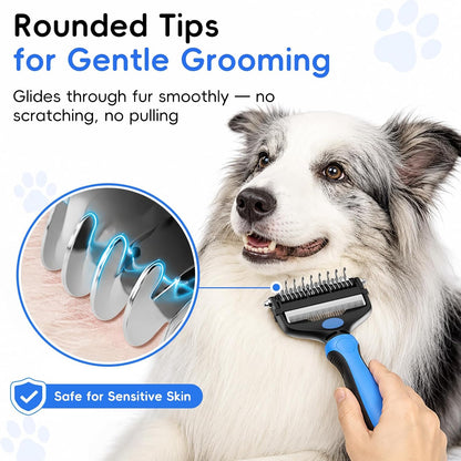 AXEFUN cat and dog grooming brush package content showing folding mechanism