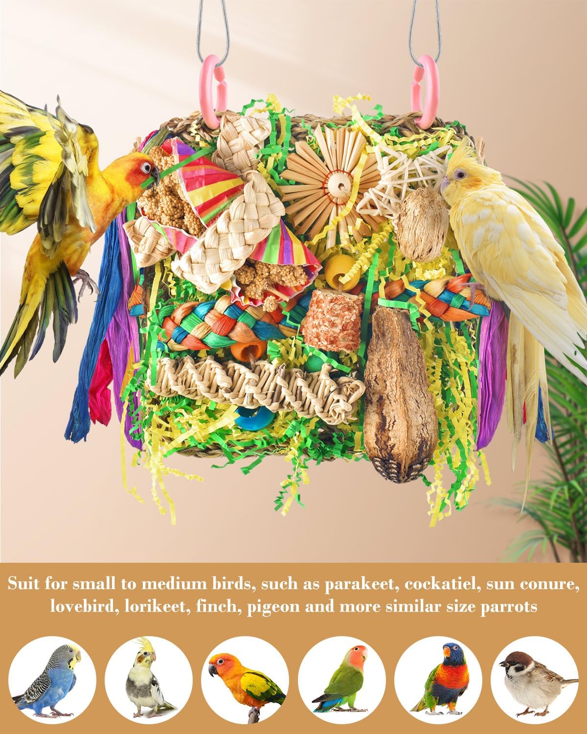 Erkoon cockatiel foraging toy colorful chew components