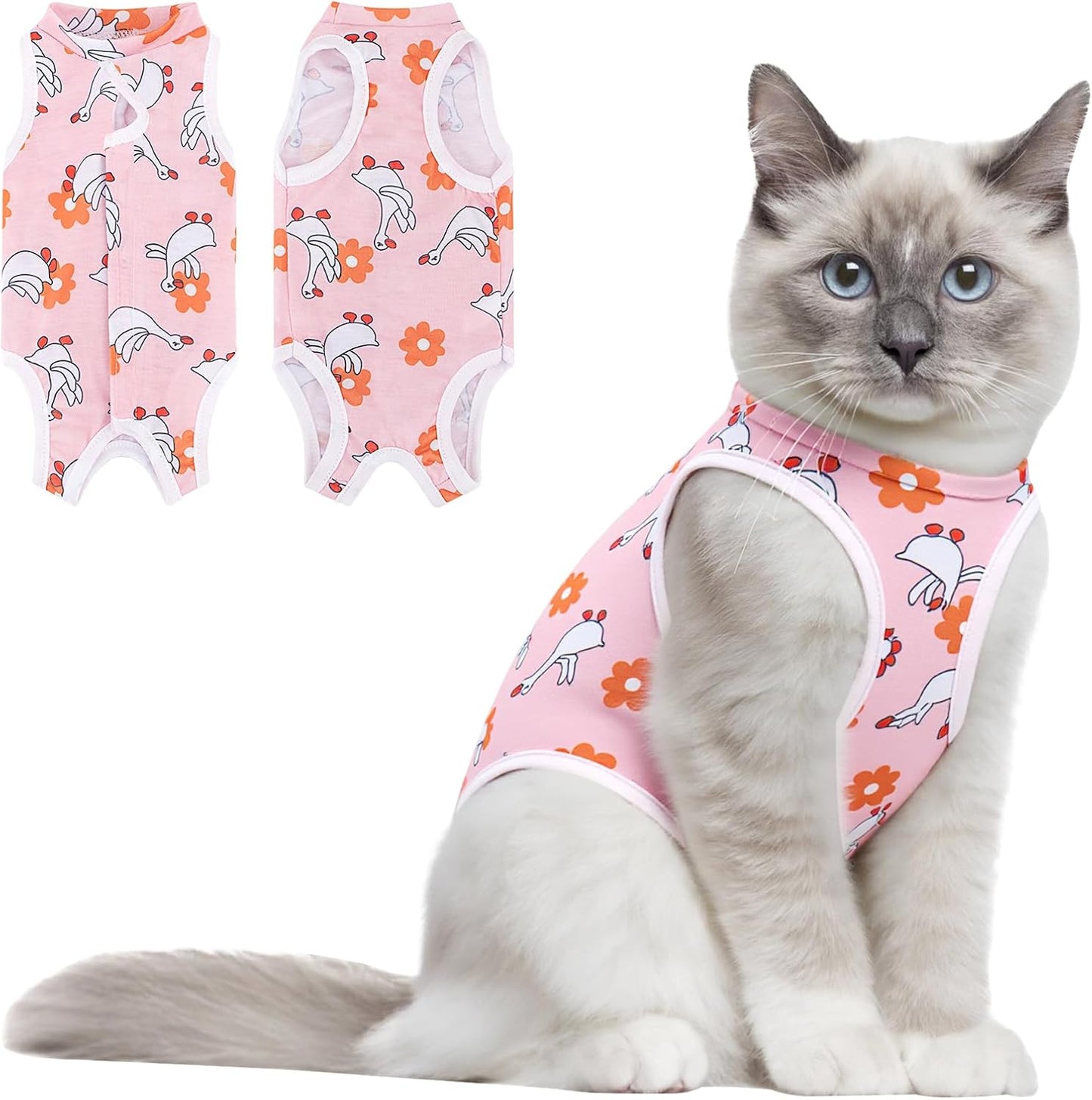 Coppthinktu Cat Recovery Suit Female Cats Onesie for Cats, Breathable Cat Surgery Suit for Surgical Abdominal Wounds Skin Diseases, Cute Kitten Spay Recovery Suit E-Collar Alternative Anti Licking - Image 14