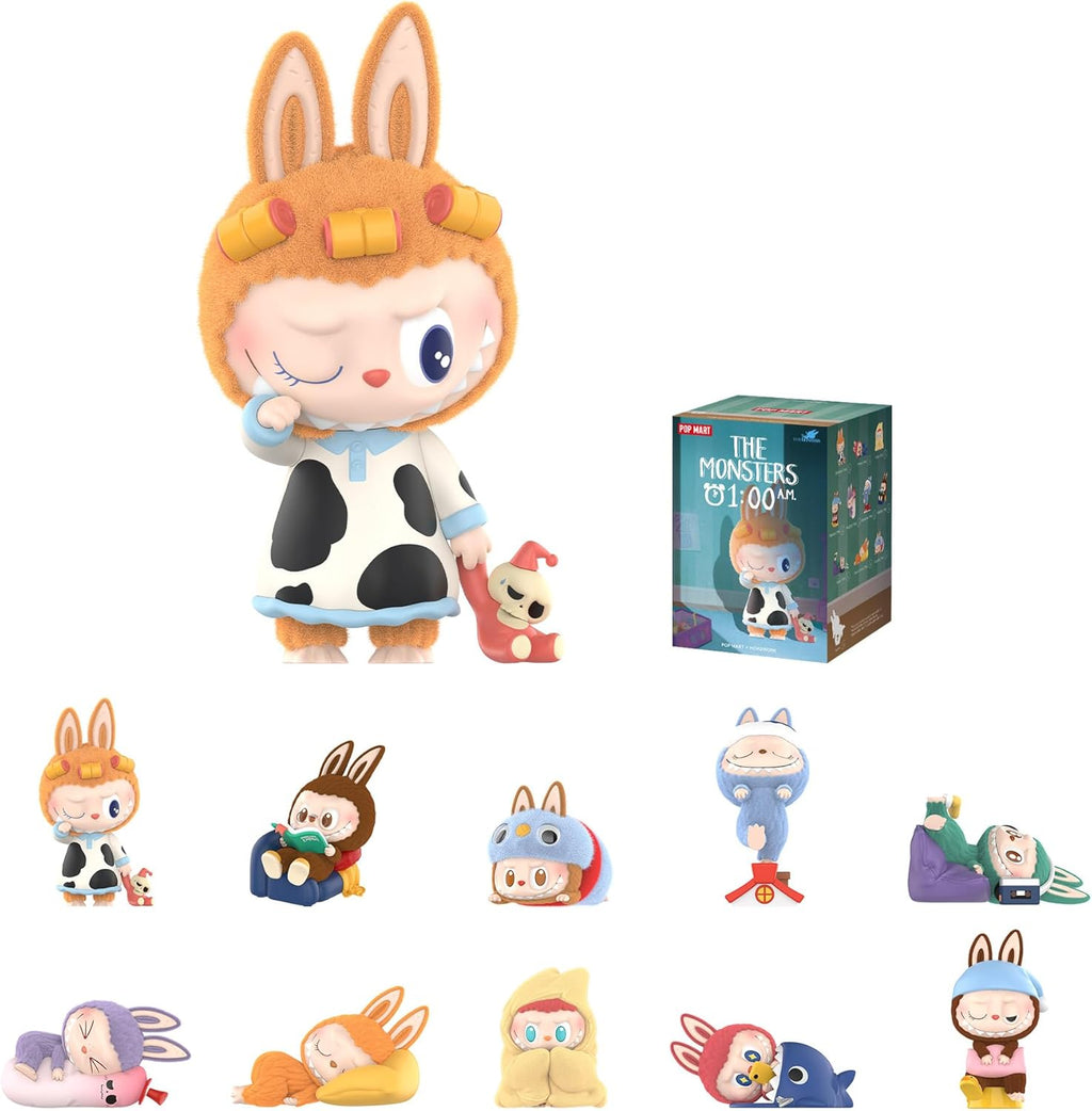 POP MART The Monsters 1:00 A.M. Series blind box figure front view showcase.