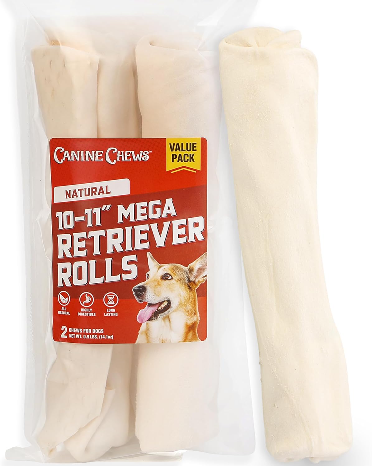 Canine Chews eleven inch basted retriever rolls ten pack assortment