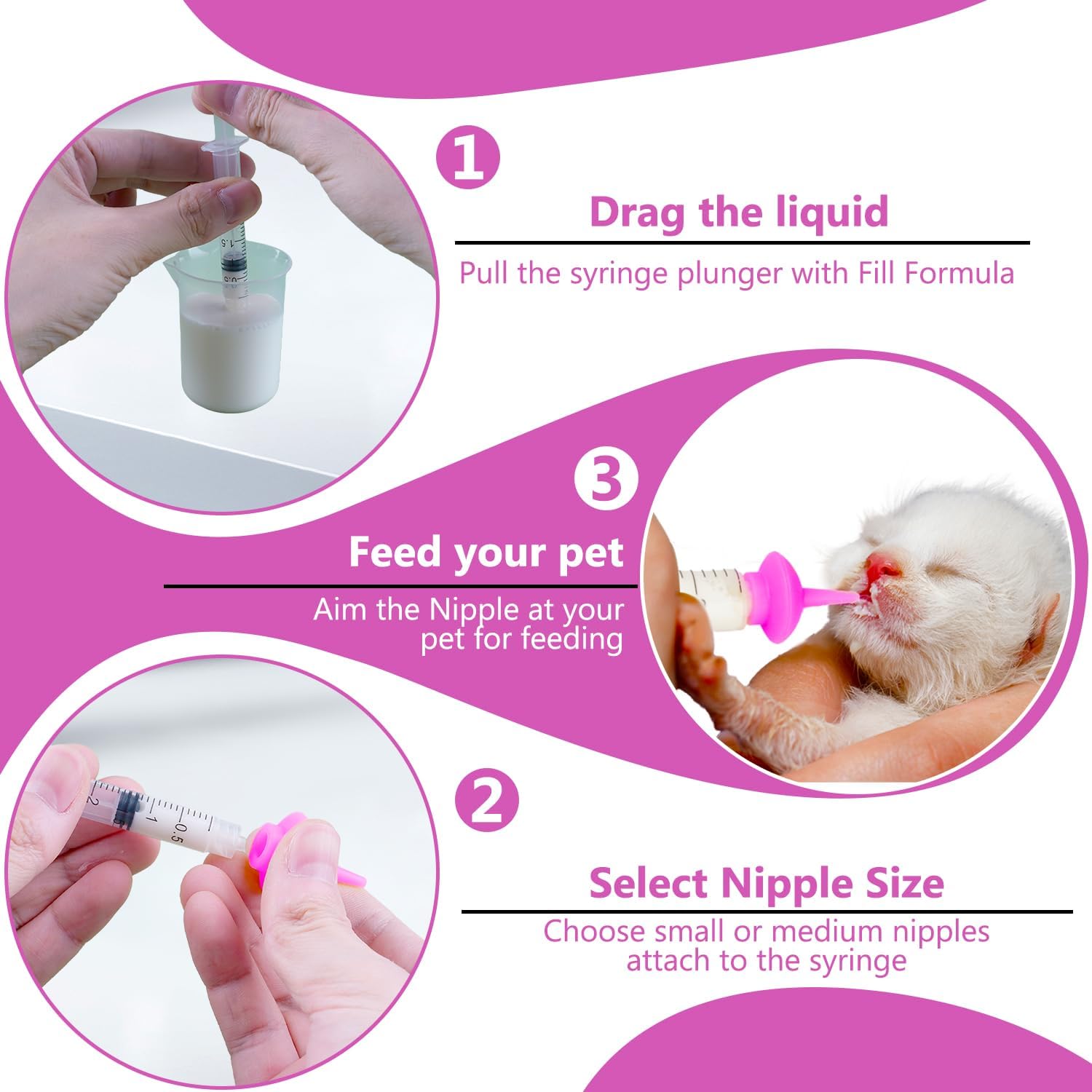 Close up view of the tear resistant silicone nipple for pet feeding