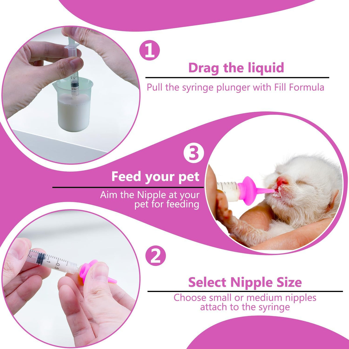 Close up view of the tear resistant silicone nipple for pet feeding