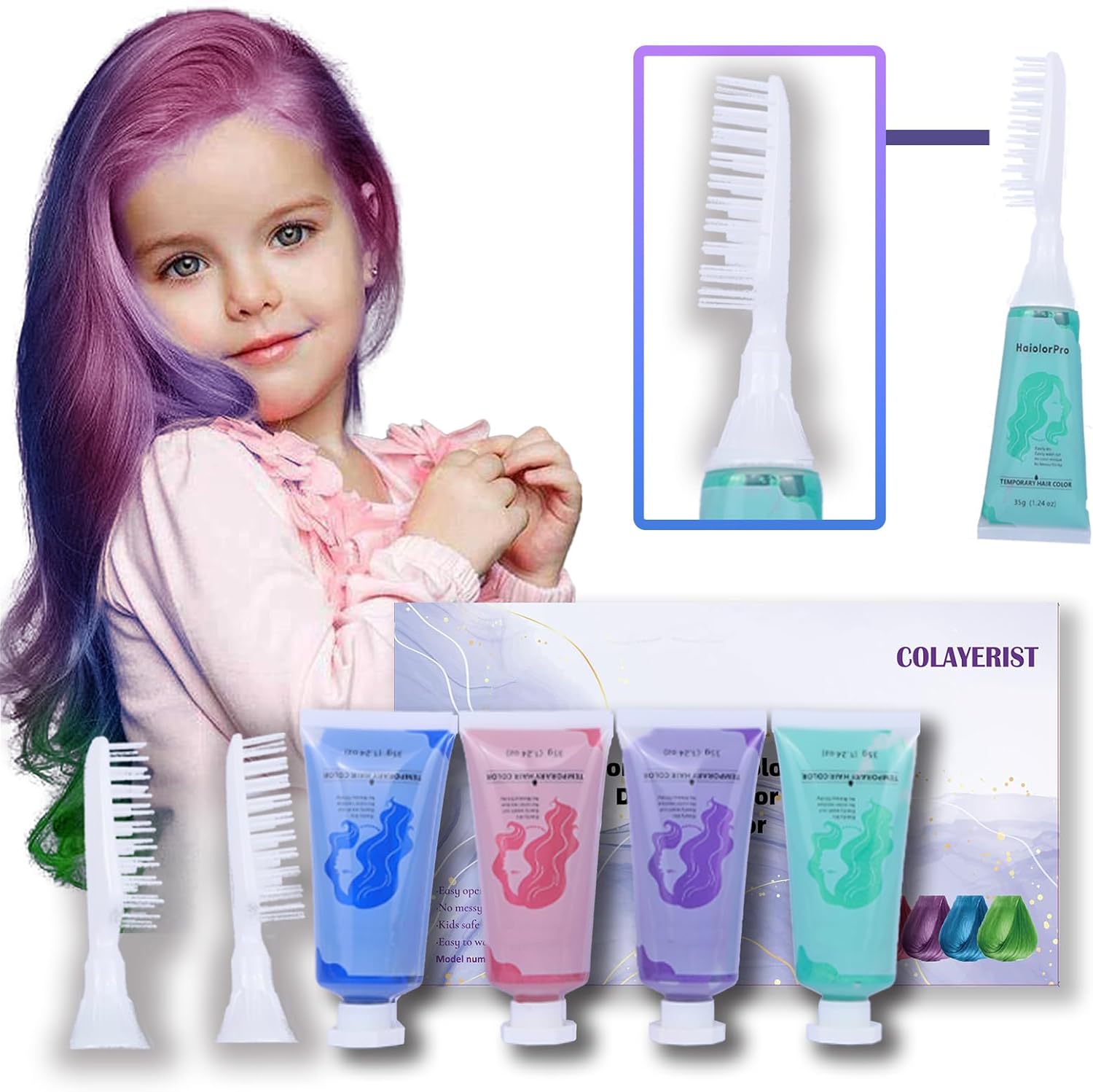 Cevioce temporary hair color wax set front view in packaging.